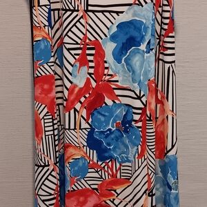 Chico's Colorblock Floral Top in Blue, Red & Black Dress